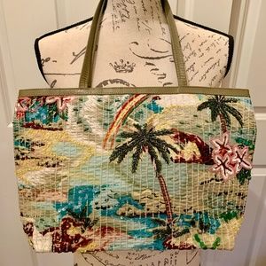 Christy Sequin Beaded Tropical Tote Shoulder Bag